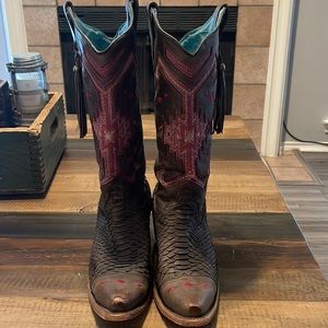 Corral snakeskin embroidered cowgirl boots